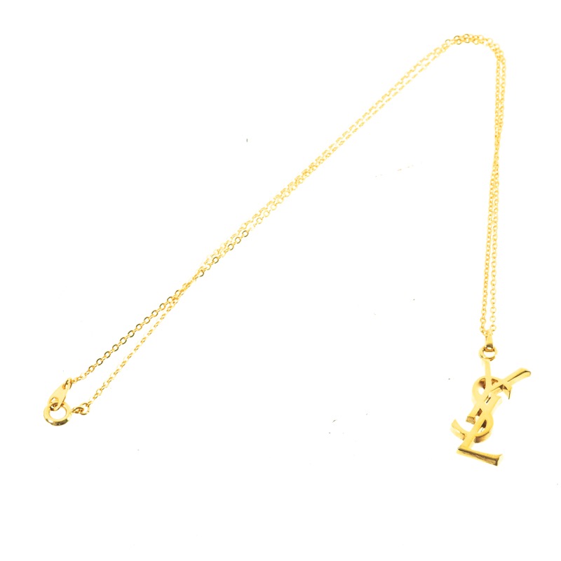 YSL Yves Saint Laurent Logo Necklace 18K