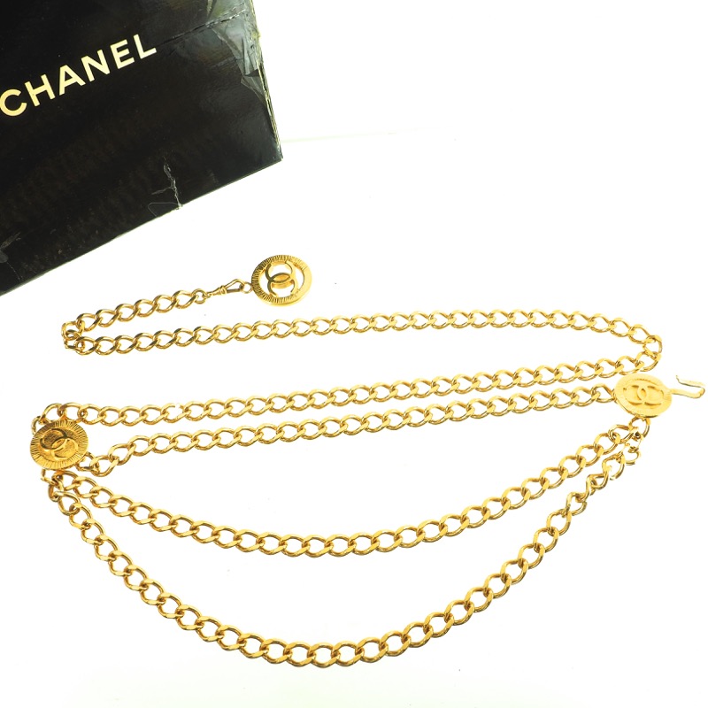 CHANEL] Chanel Chain belt logo gold plating gold 94A engraved