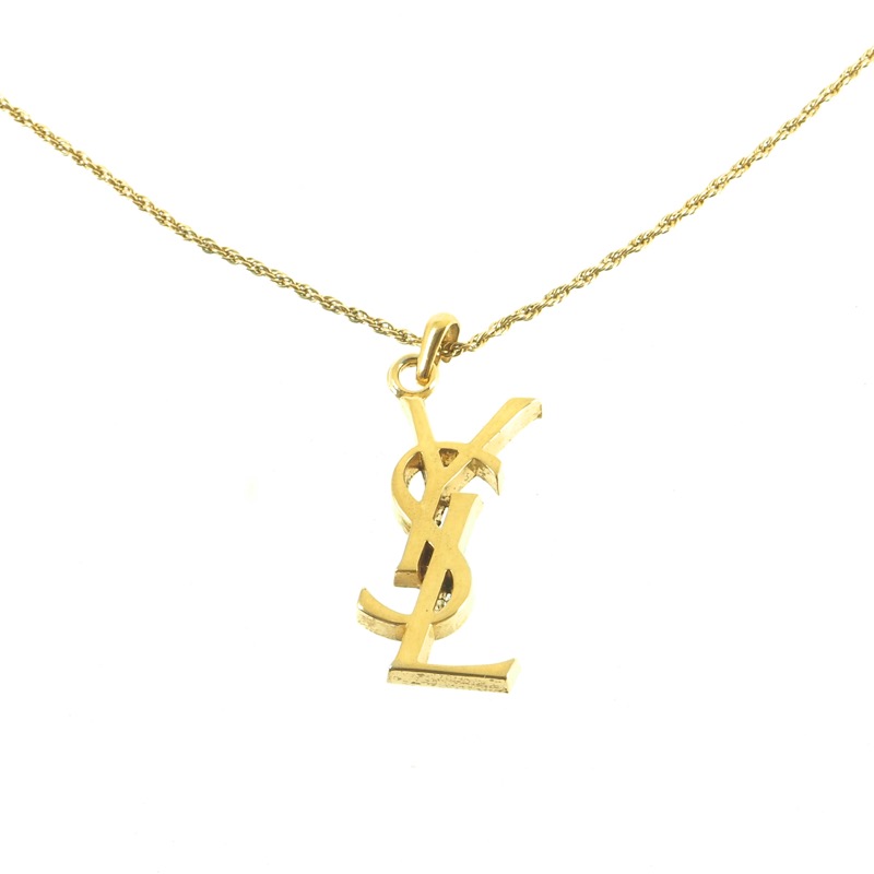 Vintage Yves Saint Laurent YSL Gold Chain Never Used Logo Necklace