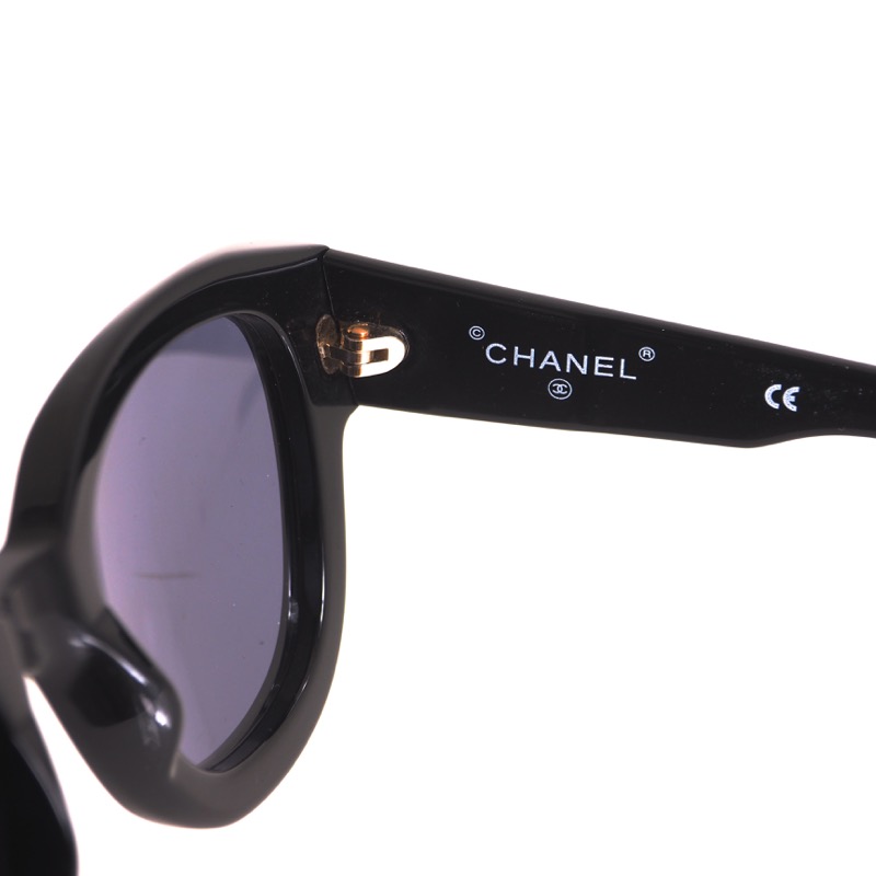 chanel black sunglasses with gold logo