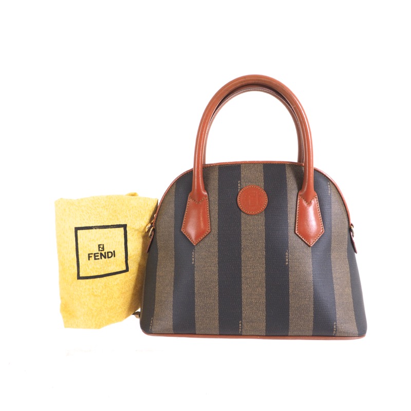 Vintage Fendi Pecan Stripe Rare Hand Bag - Nina Furfur Vintage Boutique