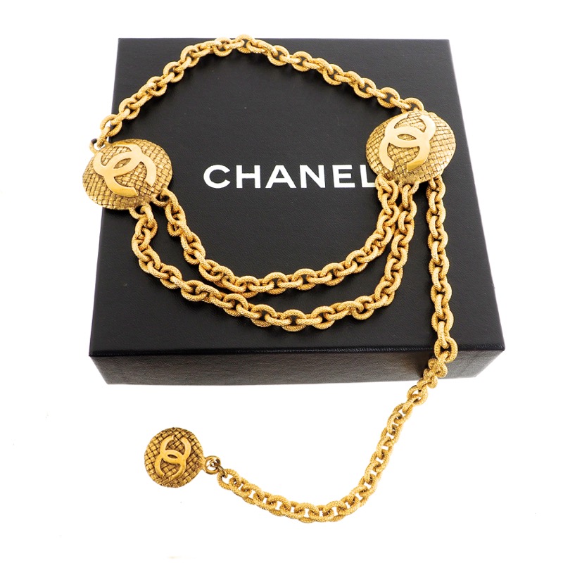 Vintage Chanel XL Jumbo Coin Double Chain Necklace Belt - Nina Furfur Vintage Boutique Vintage Chanel XL Jumbo Coin Double Chain Necklace Belt - Nina Furfur Vintage Boutique