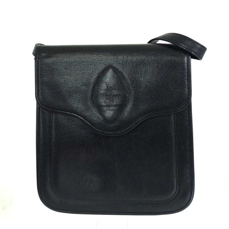 Vintage Yves Saint Laurent Rare Black Leather Flap YSL Shoulder