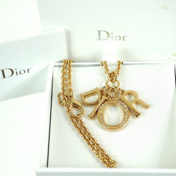 Vintage Christian Dior Large Dangle Rhinestone NIB Gold Necklace - Nina ...
