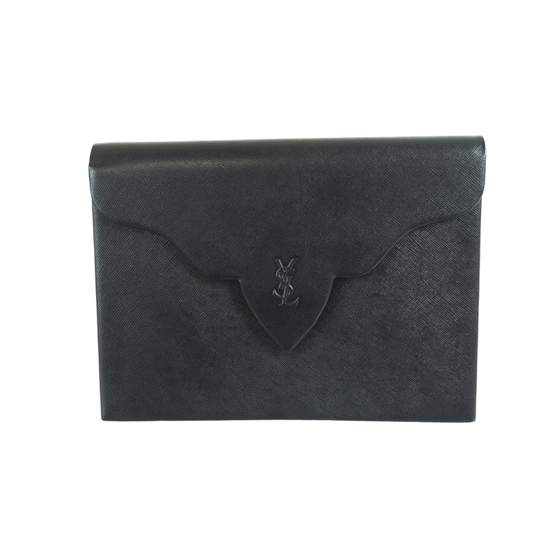 Vintage Yves Saint Laurent YSL Decorative Flap Black Leather Excellent ...
