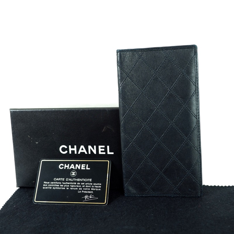 Vintage Chanel Quilted Double Stitched Leather Long Wallet - Nina