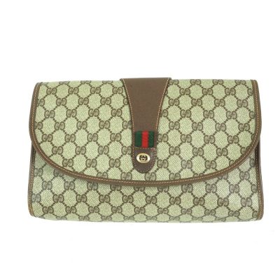 Vintage Gucci L Size Monogram GG  Clutch Bag