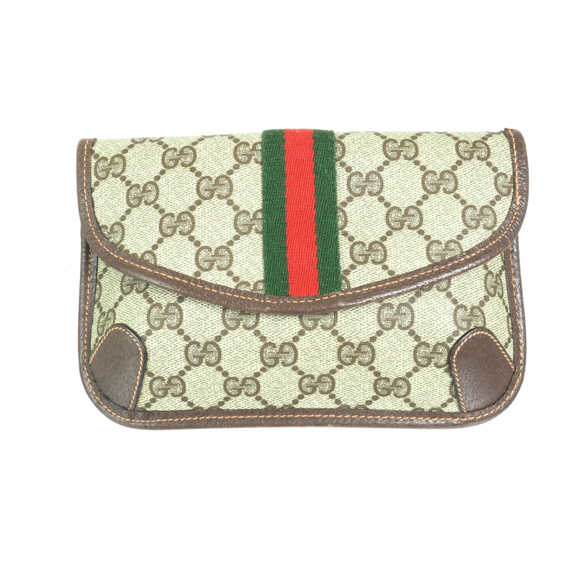 Gucci Excellent Envelope Monogram Clutch Bag - Nina Furfur Vintage