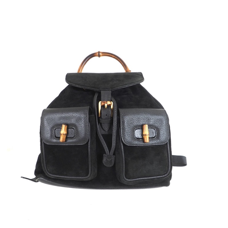 Vintage Gucci Gucci Bamboo Classic Backpack 0032058 — Black Suede