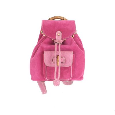 Vintage Gucci Authentic Bamboo Backpack Pink Suede Leather w/ Dust Bag | Excellent Condition Backpack