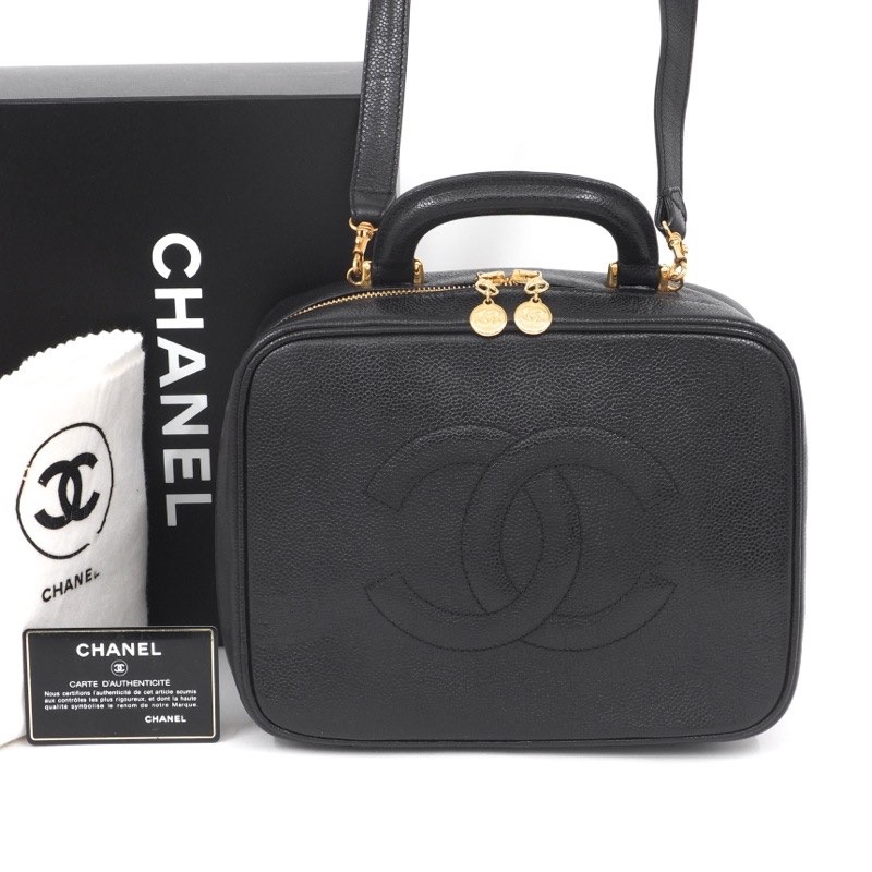 Vintage Chanel Jumbo CC Caviar Lunch Box Vanity Hand Bag | eBay
