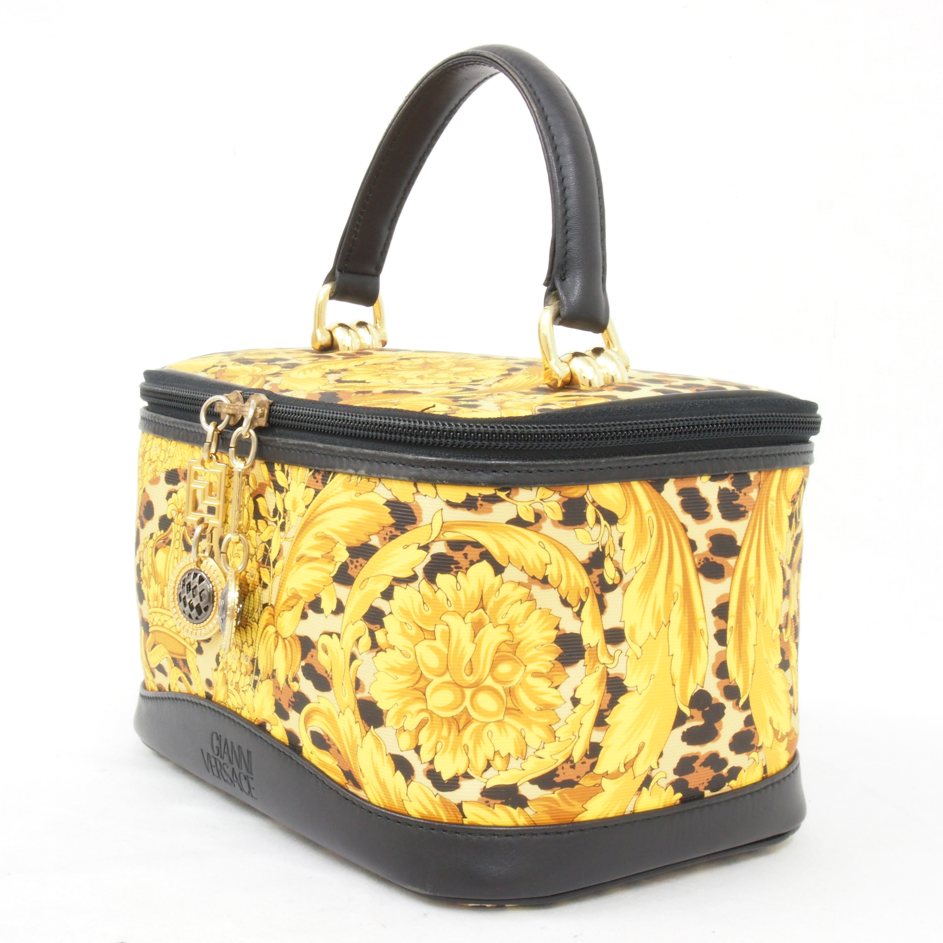 Vintage Gianni Versace Vanity Bag Leopard Medusa Handbag Evening Case ...