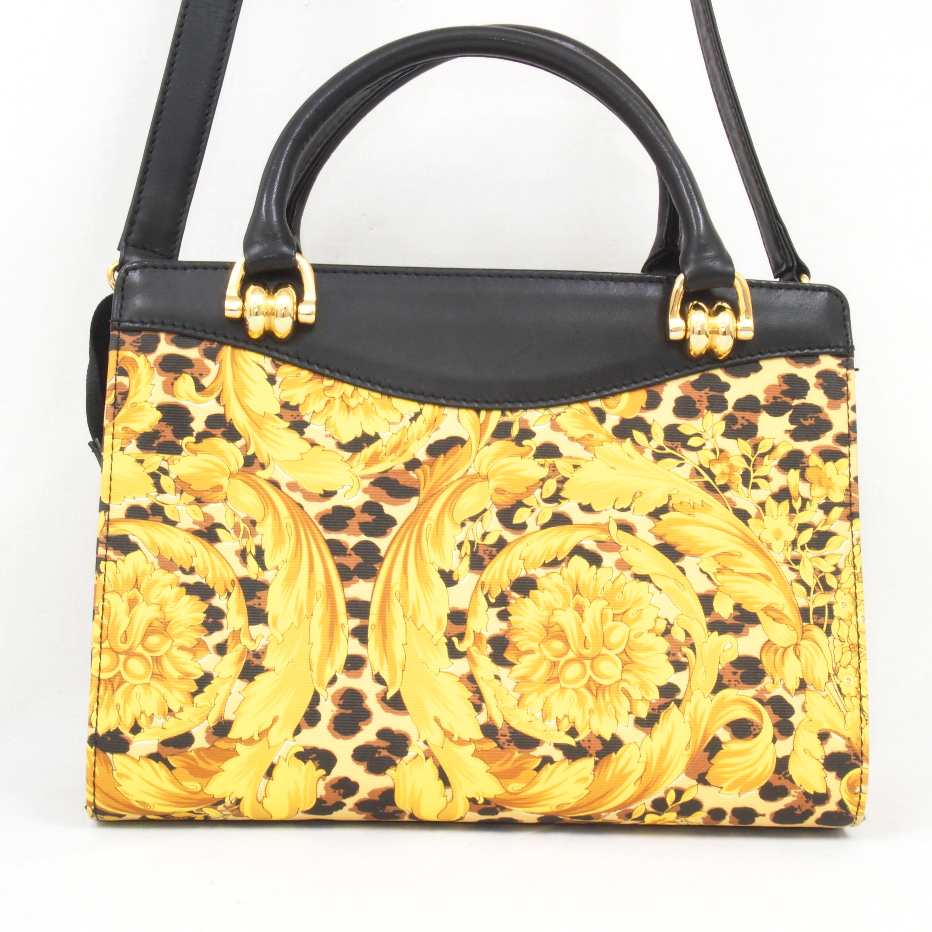 Vintage Gianni Versace Leopard Medusa Handbag with Shoulder Strap ...